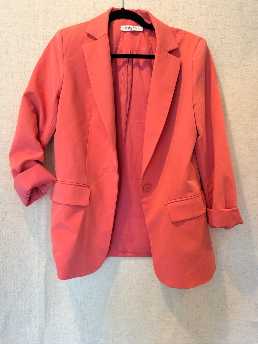 Coral Pink Single-Button Blazer